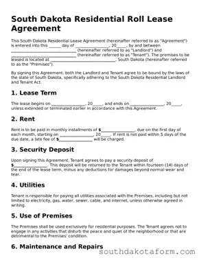 Blank Residential Lease Agreement Form for the State of South Dakota